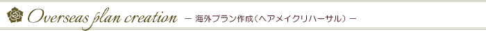 Overseas plan creation　－海外プラン作成（ヘア・メイクリハーサル）－